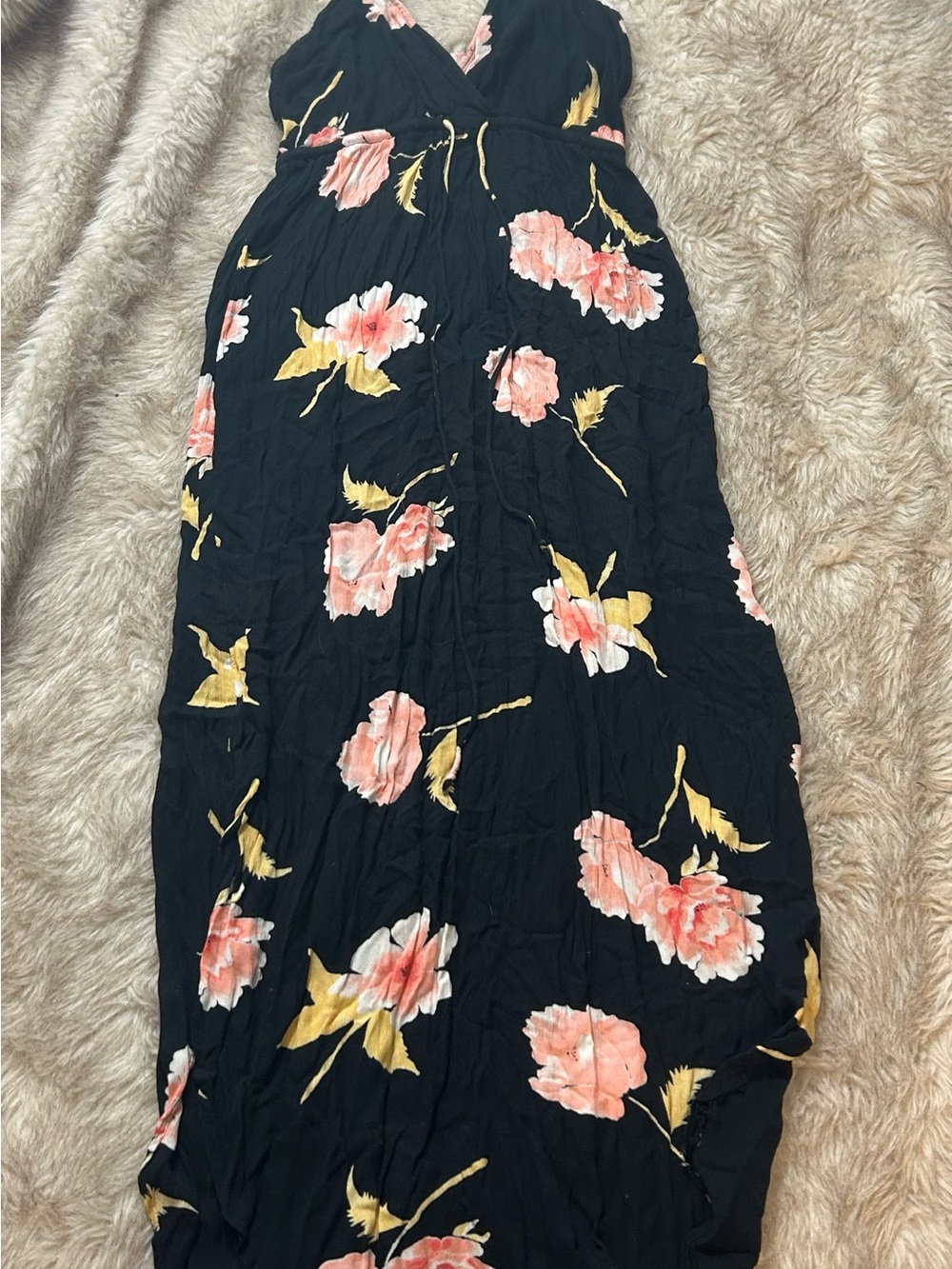 Billabong Black Maxi Skirt with Pink and Yellow Floral Print